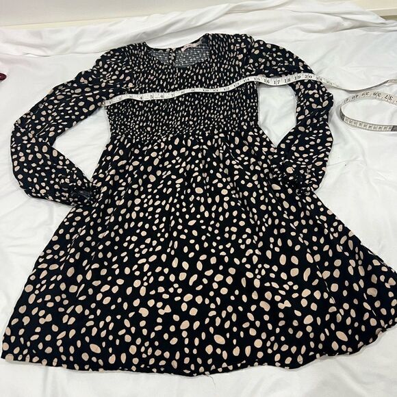 Francesca’s Mi ami smocked brown long sleeve as strict polka dots dress … - Picture 9 of 10